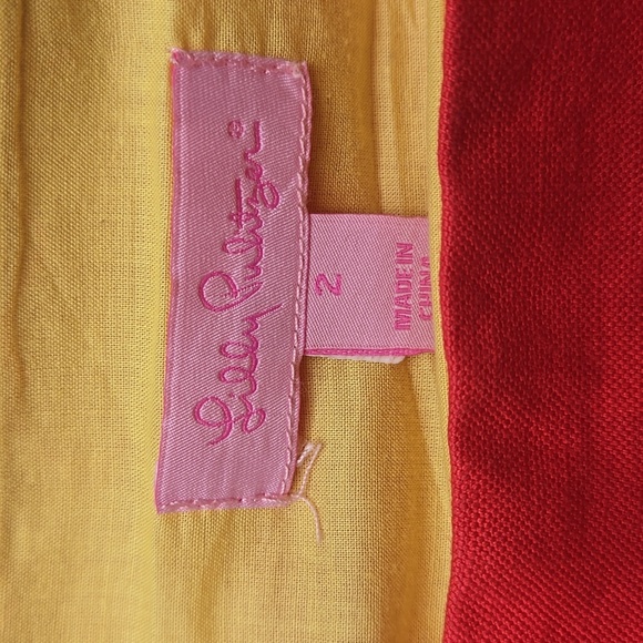 Lilly Pulitzer Jacqueline Fiesta Dress Orange Slvls Embroidered Linen Blnd Size - Picture 3 of 5